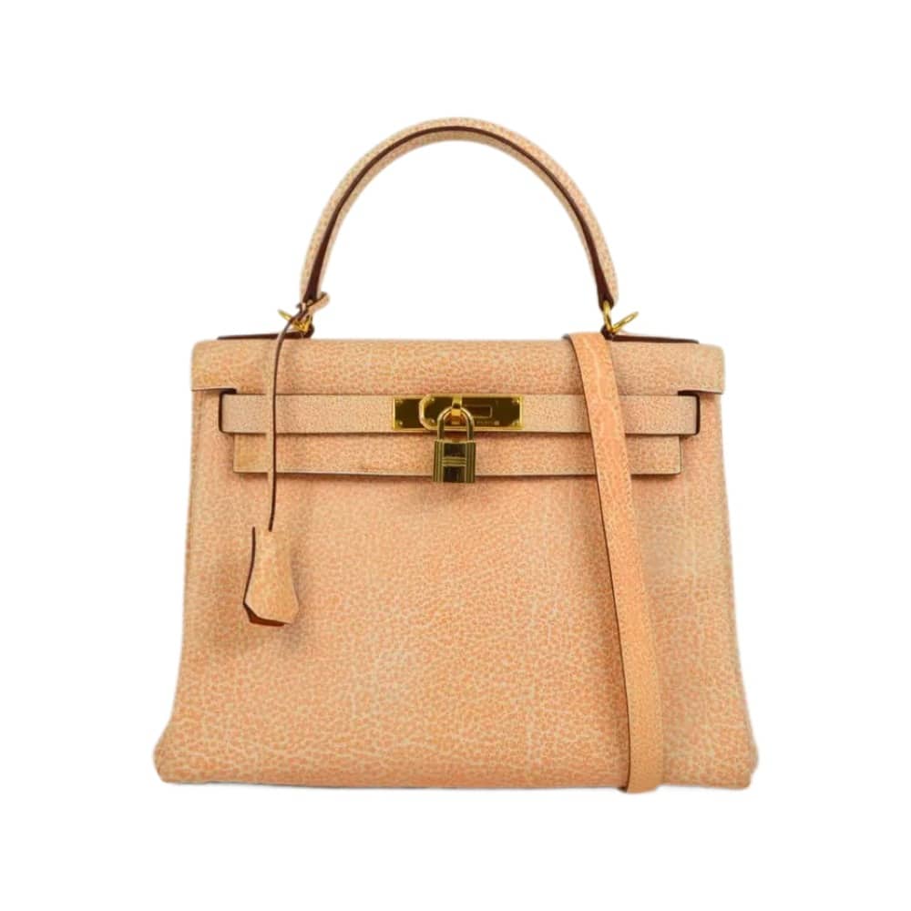 Hermès 2002 Kelly 28 Orange Buffalo Gold Hardware Replica Bags