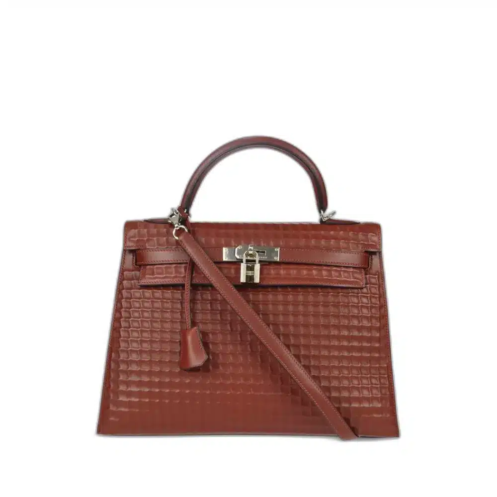 Hermès 2003 Kelly 32 Sellier Wine Red Calf Palladium Hardware handbag dupes