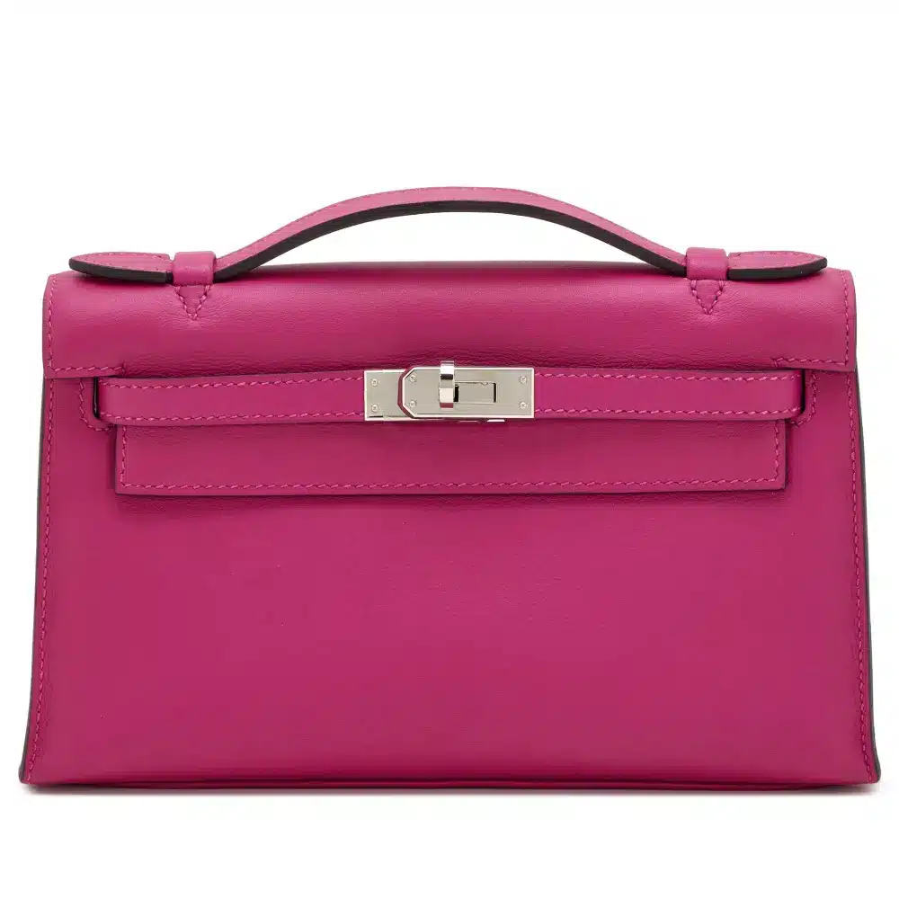 Hermès 2017 Kelly Pochette Rose Pourpre Swift Palladium Hardware Luxury bag
