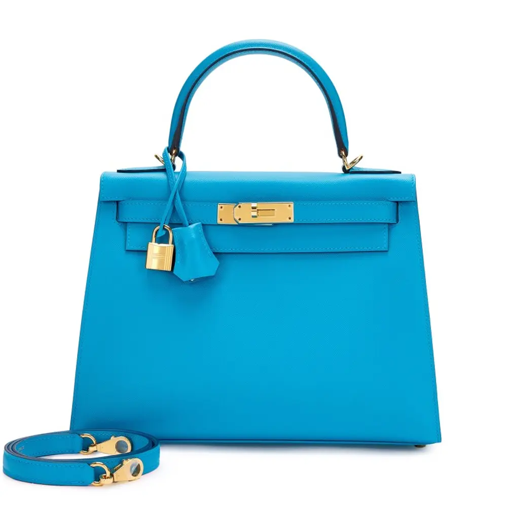 Hermès 2021 Kelly 28 Sellier Bleu Frida Madame Gold Hardware Affordable