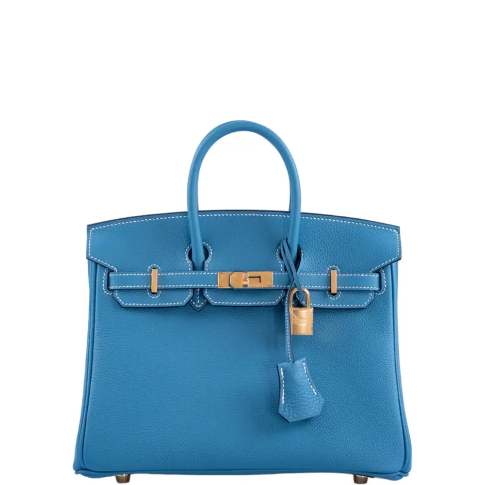 replica hermes bags Hermès Rare Collectible Birkin 25 Blue Jean Togo Gold Hardware