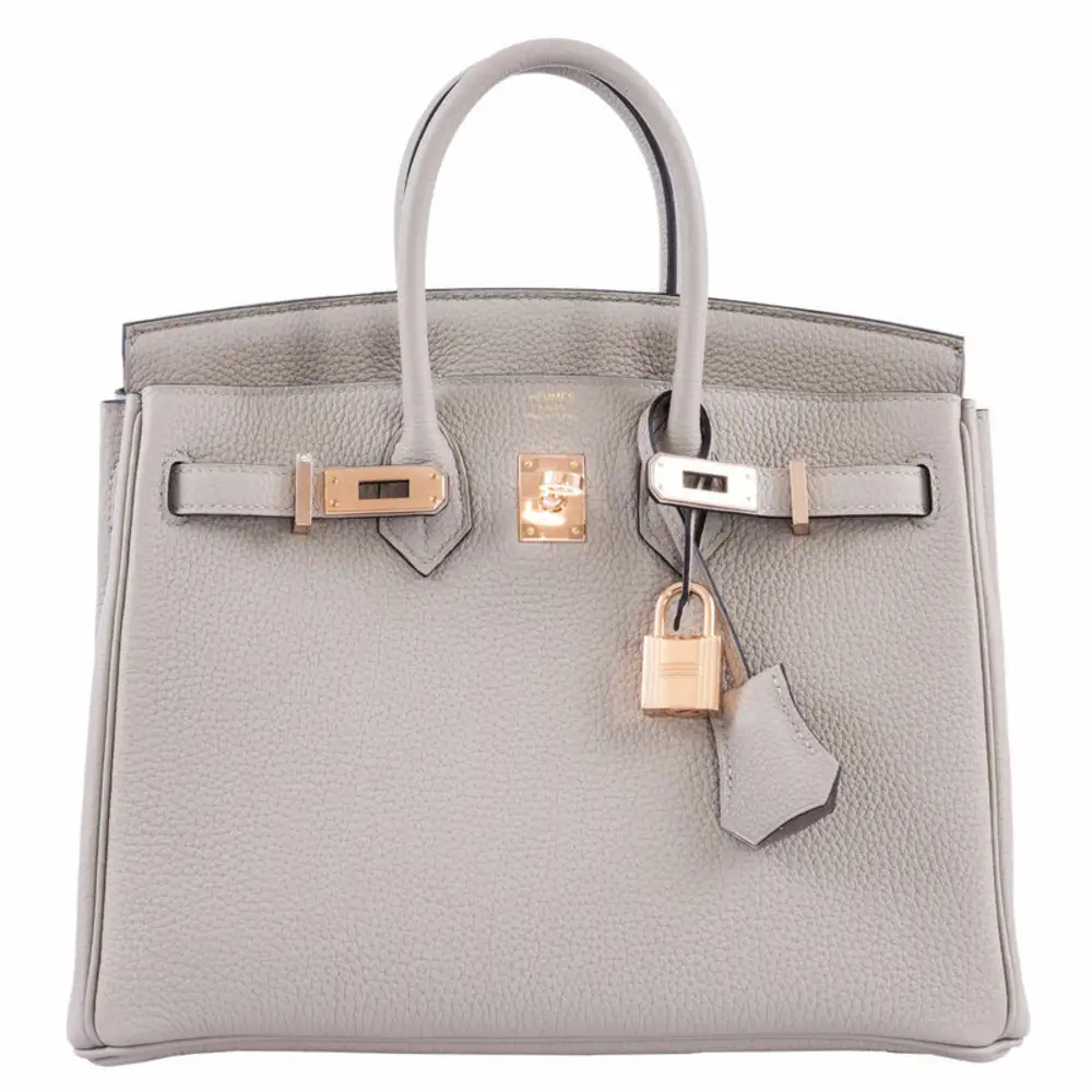 replica hermes bags hermes birkin 25 gris asphalte togo rose gold hardware