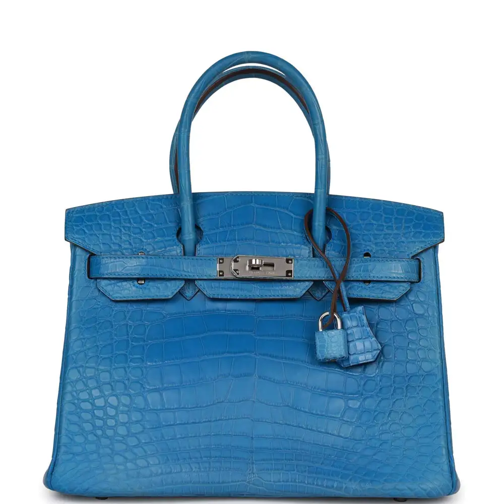 replica hermes bags Hermès Birkin 30 Bleu Mykonos Matte Alligator Mississippiensis Palladium Hardware