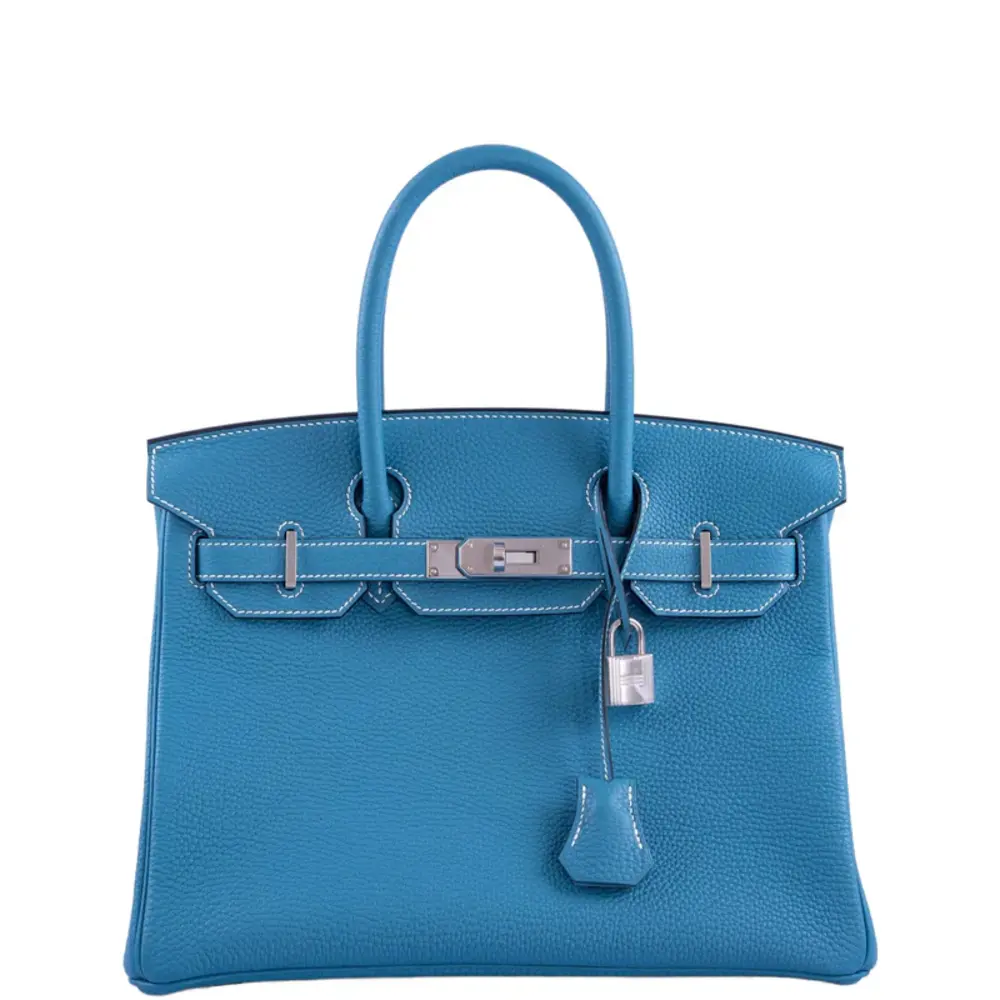replica hermes bags Hermès Rare Collectible Birkin 30 Blue Jean Togo Palladium Hardware