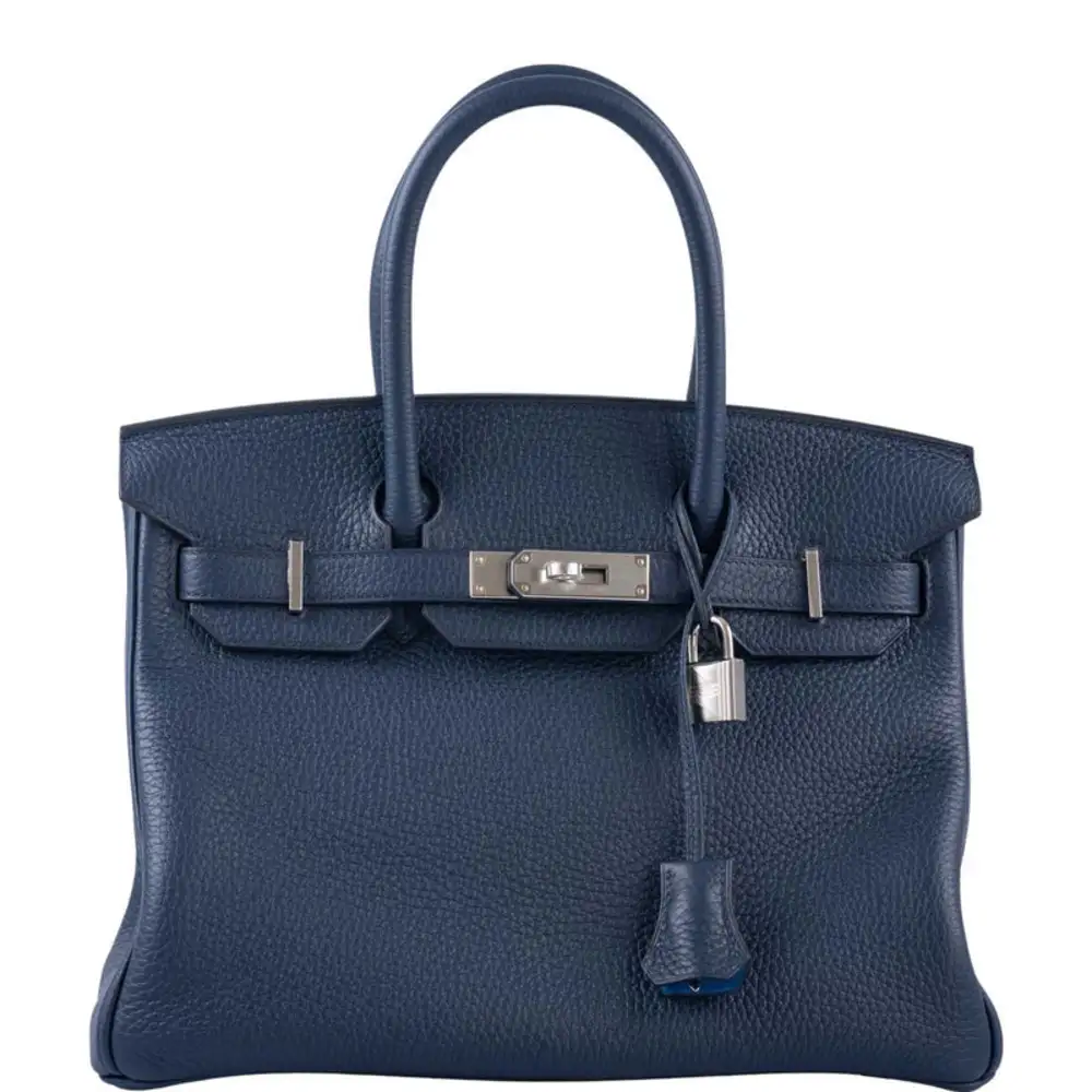 replica hermes bags Hermès Rare Collectible Birkin 30 Blue de Prusse and Mykonos Clemence Palladium Hardware