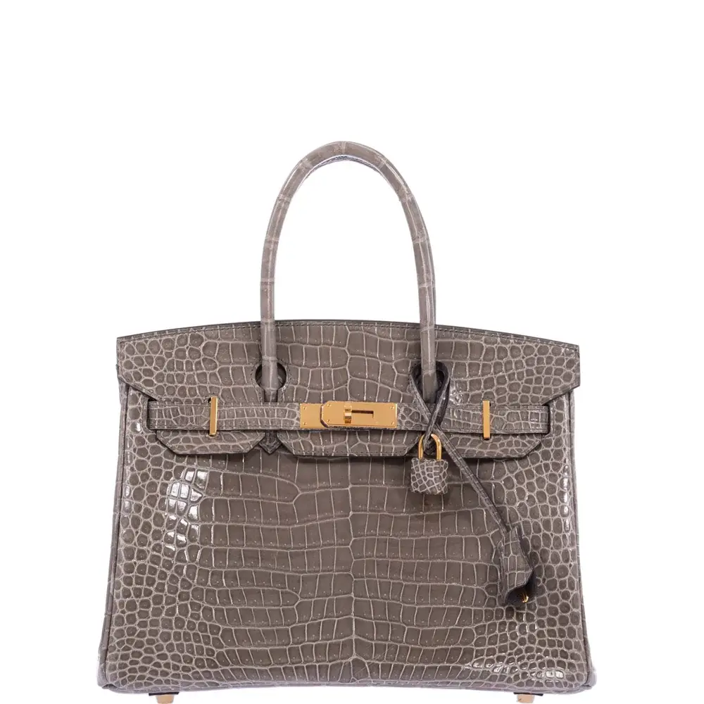 Hermès Birkin 30 Gris Tourterelle Shiny Porosus Crocodile Gold Hardware Luxury bag lookalikes