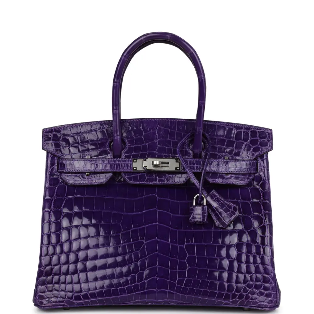 replica hermes bags Hermès Birkin 30 Ultraviolet Shiny Niloticus Crocodile Palladium Hardware
