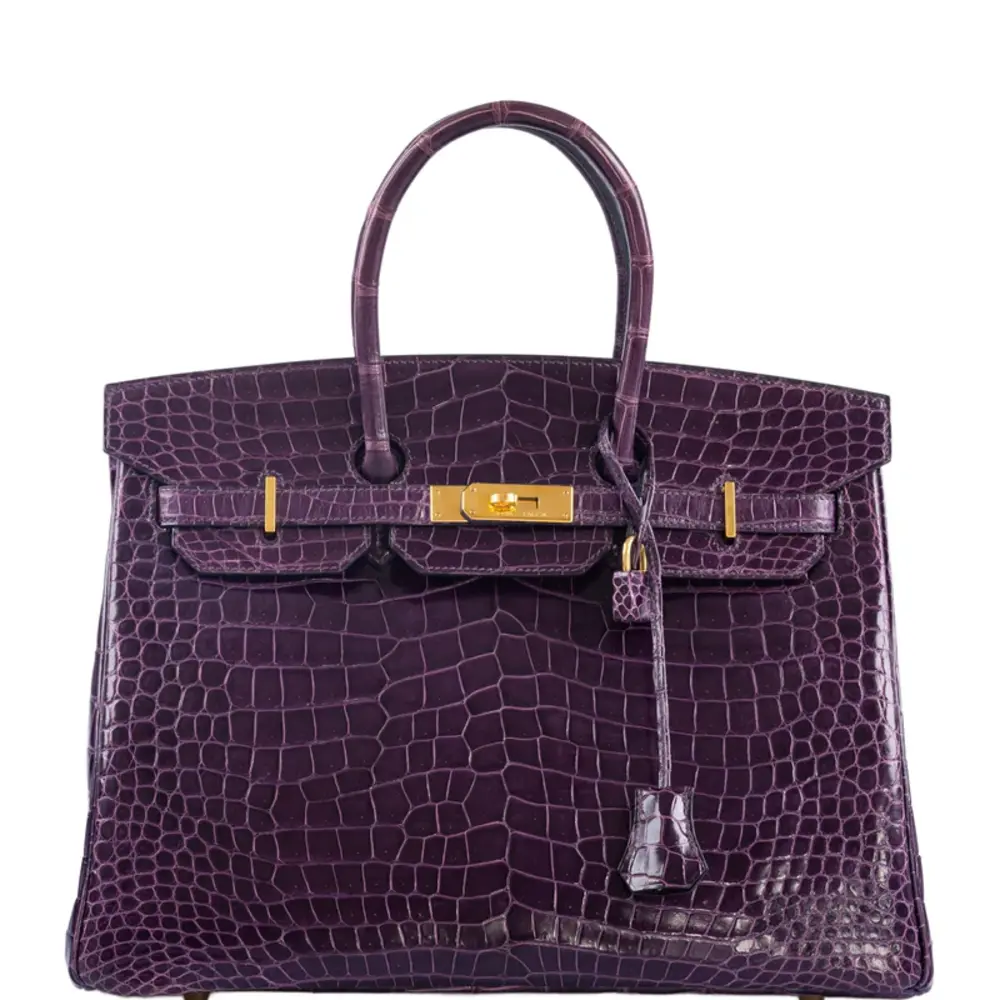 replica hermes bags Hermès Birkin 35 Amethyst Shiny Porosus Crocodile Gold Hardware