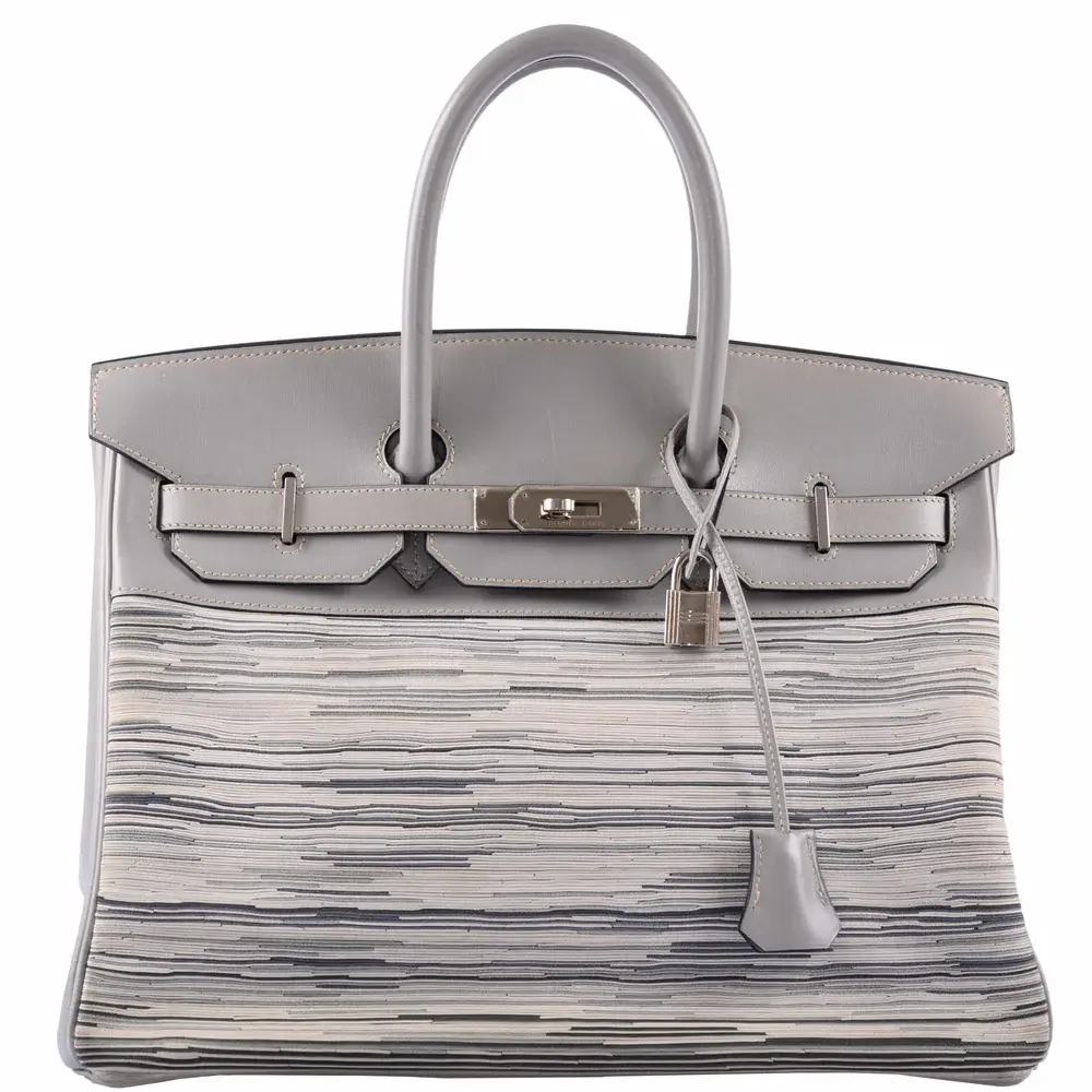 Hermès Birkin 35 Grey And Gris Perle Box Calf & Vibrato Palladium Hardware replica bags