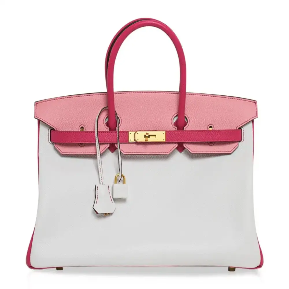 replica hermes bags Hermès HSS Birkin 35 White/Rose Confetti/Rose Tyrien Epsom Brushed Gold Hardware
