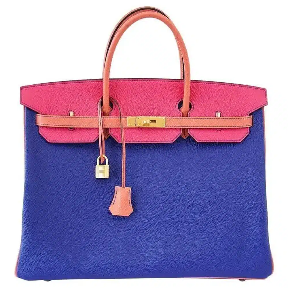 replica hermes bags Hermès HSS Birkin 40 Tri-Color Electric Blue/Mangue/Rose Tyrien Epsom Brushed Gold Hardware