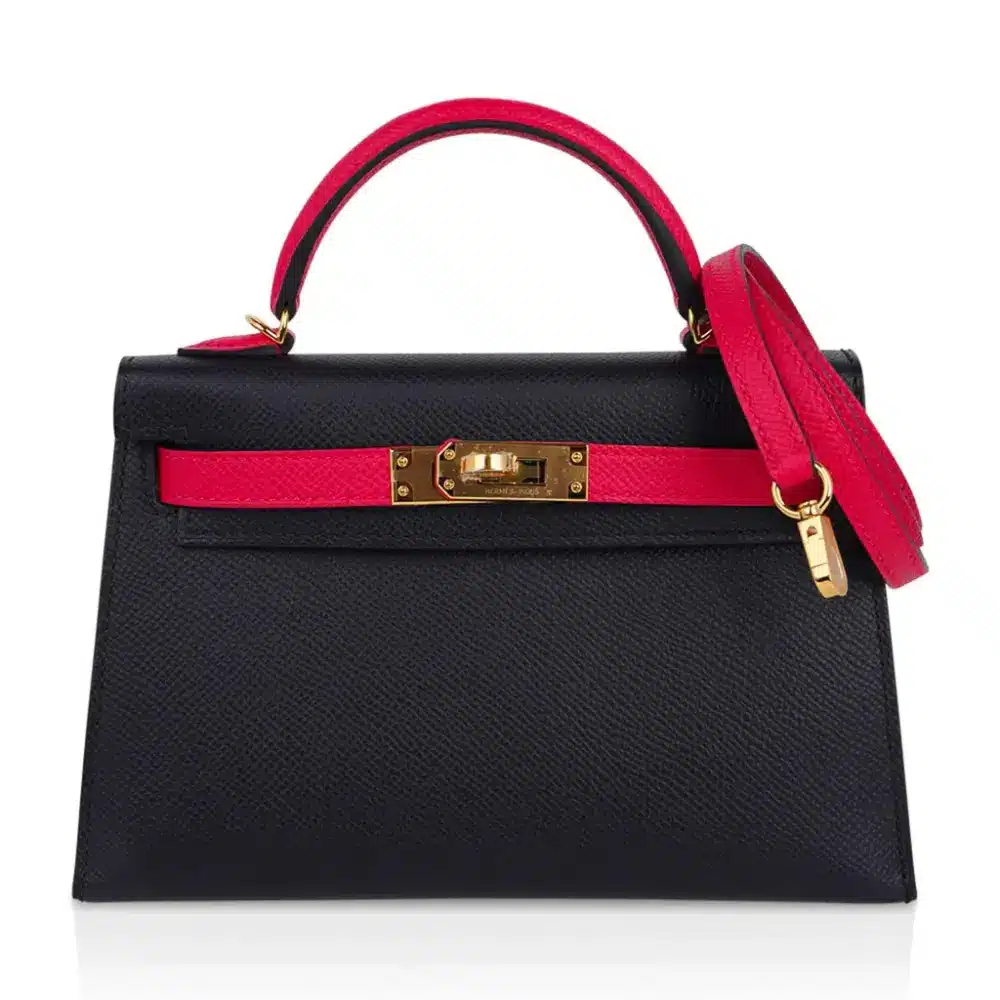 Hermès HSS Mini Kelly 20 Sellier Black And Rose Extreme Epsom Gold Hardware Quality Replica