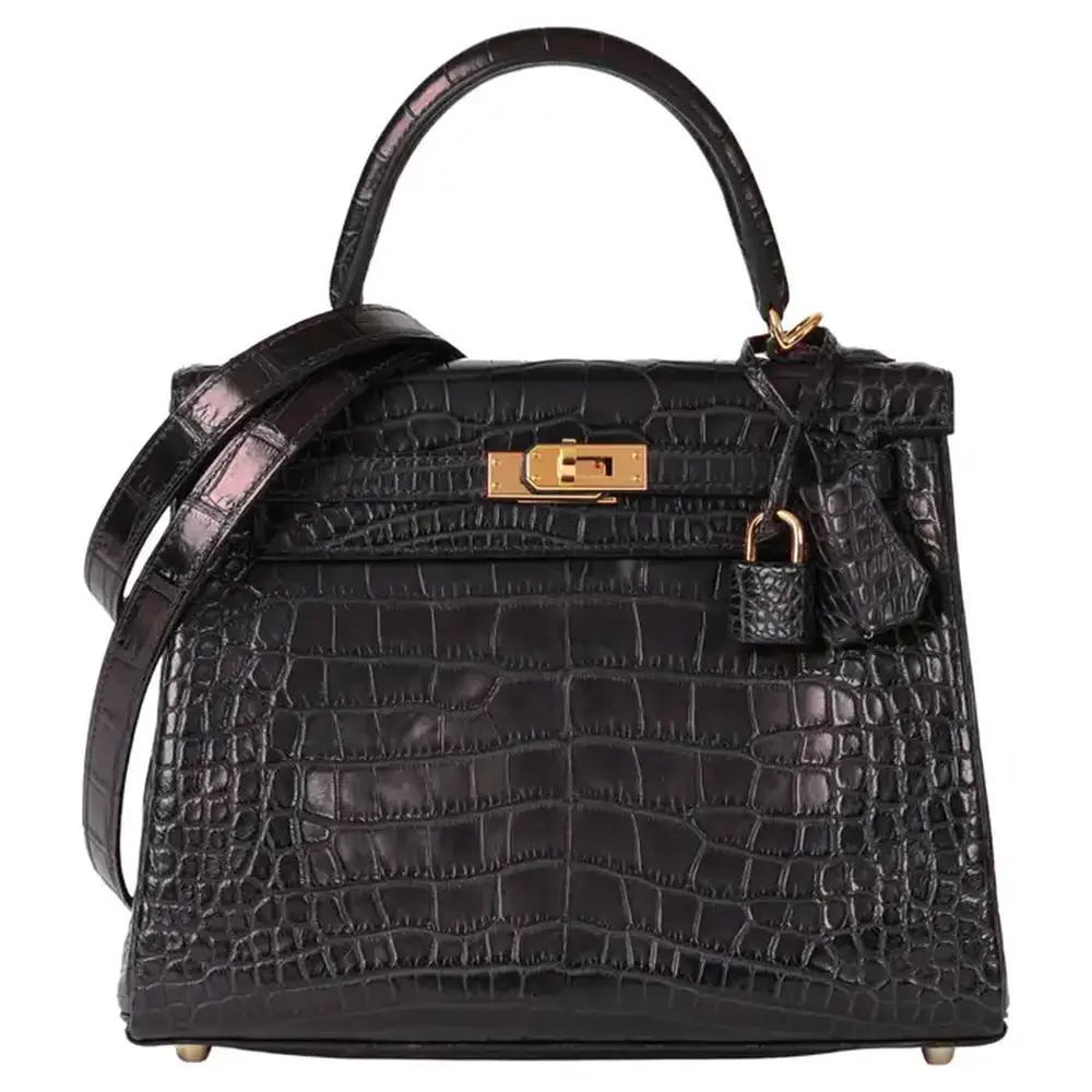Hermès Kelly 25 Retourne Prunoir Matte Alligator Mississippiensis Gold Hardware dupes bag