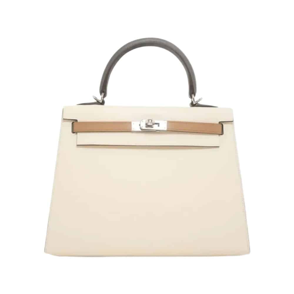 Hermès Kelly 25 Sellier Nata Epsom Palladium Hardware Luxury replica handbag