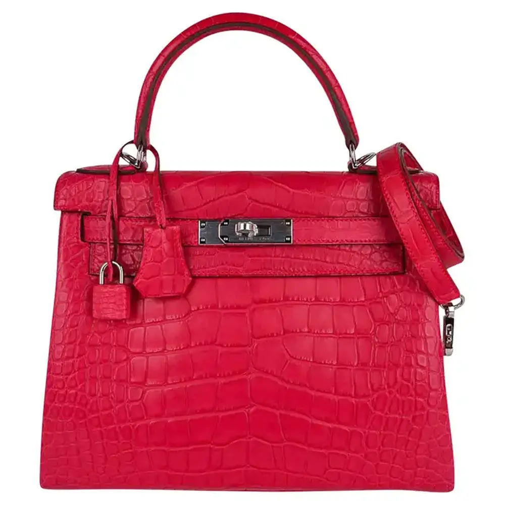 Hermès Kelly 28 Retourn Rose Extreme Matte Alligator Mississippiensis Palladium Hardware Replica Quality