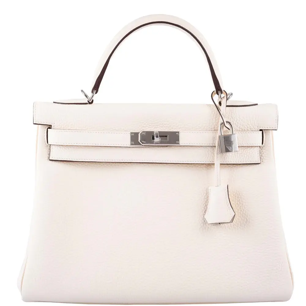 Hermès Kelly 32 Retourne Nata Taurillon Clemence Palladium Hardware Lushentic Bags