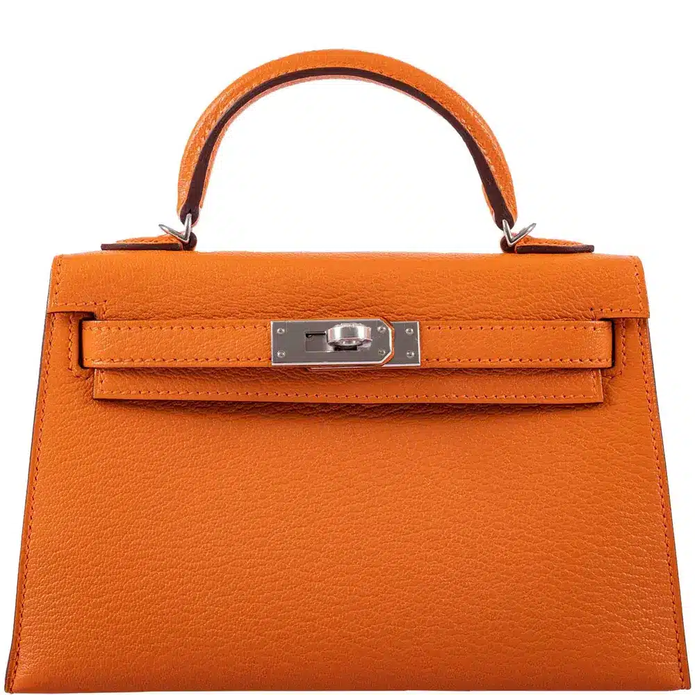 Hermès Mini Kelly 20 II Sellier Orange Verso Gold Chevre Palladium Hardware Luxury replica handbags