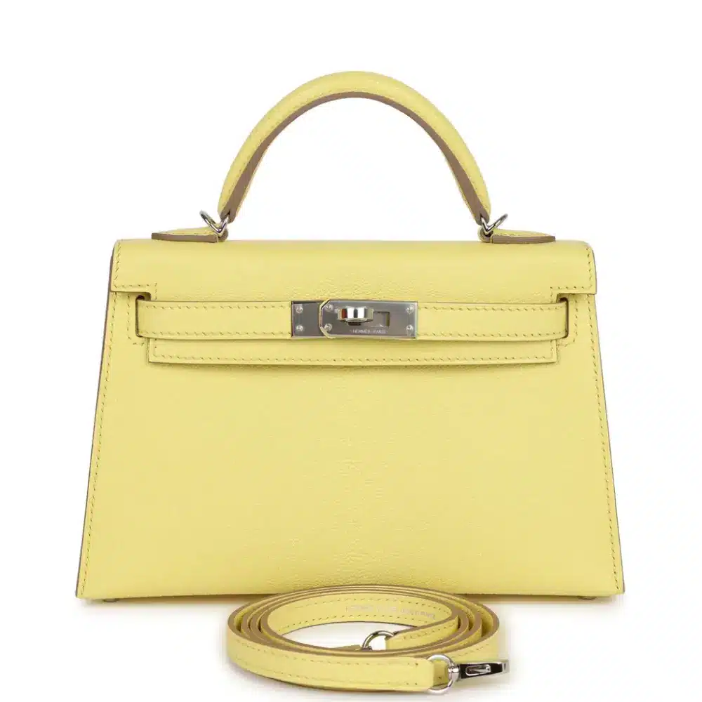 Hermès Mini Kelly 20 Sellier Limoncello Chevre Palladium Hardware Replica luxury handbag